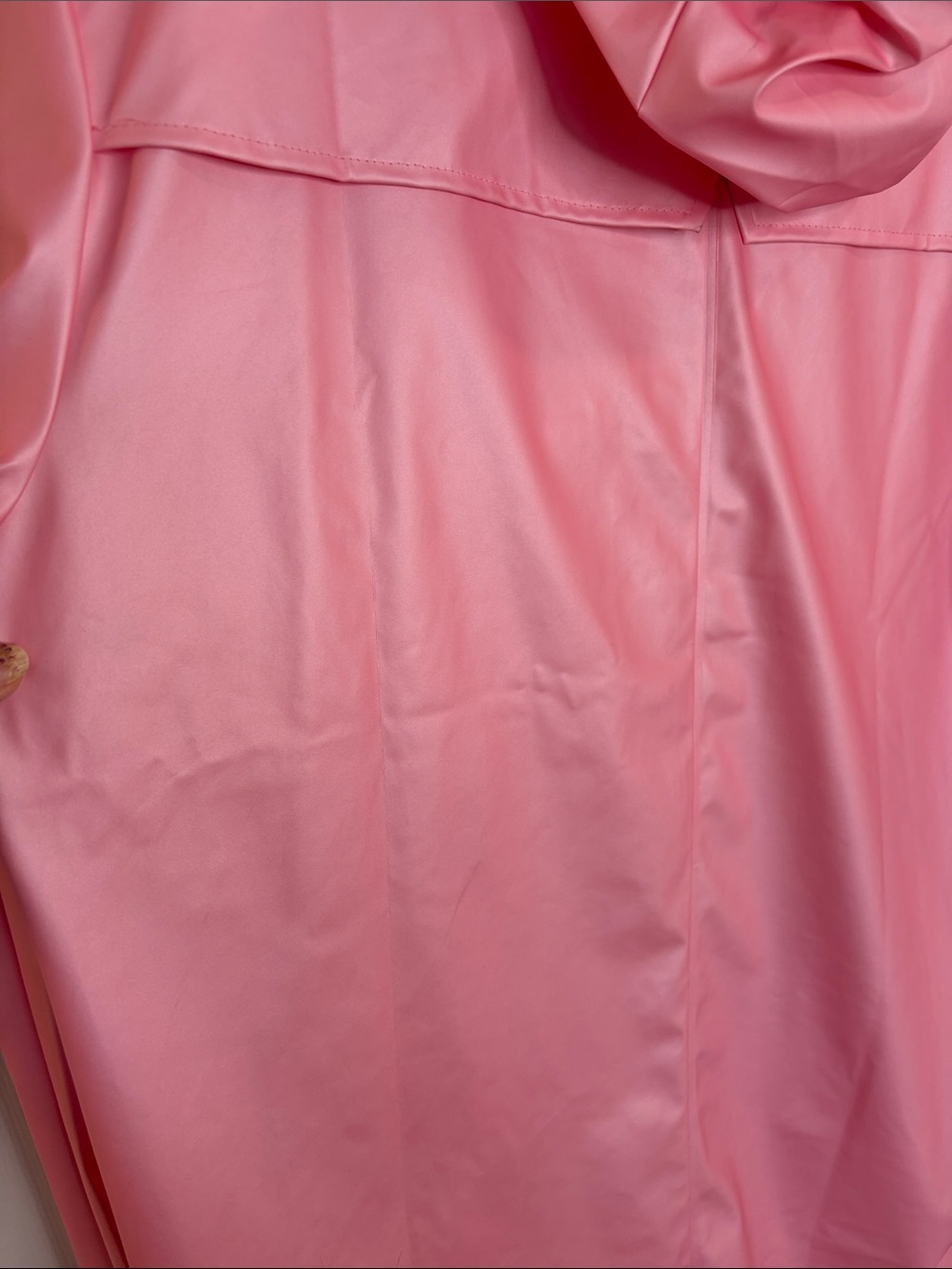 RAINS LONG RAIN JACKET TRENCH IN PINK SKY WITH HOOD UNISEX COASTAL CHIC SZ LARGE - Picture 10 of 13
